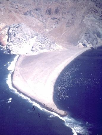 Small spit formed in lee of island. San Esteban, Gulf of California.