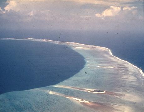 Ailinginae atoll. Southwest corner from air. Marshall Islands.
