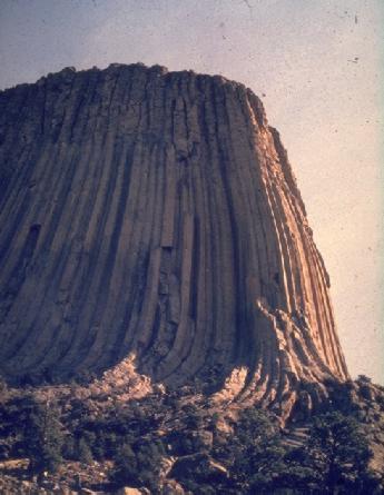 Columnar jointing of basaltic volcanic plug. Devil's Tower, Wyoming