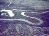 Meandering Yampa River in mature stage with well developed flood plain. Colorado.
