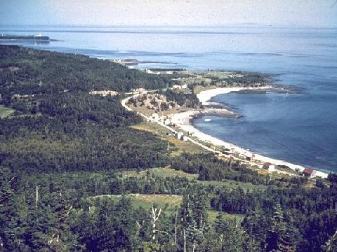 Cuspate beaches near Petite Ladeleine, Caspe Penisula, Quebec.