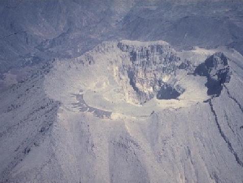Crater and cinder cone of extinct volcano. Andes north of La Paz, Bolivia