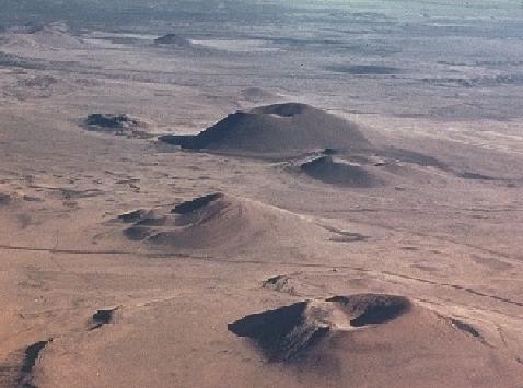 Cinder cones in part of a volcanic field