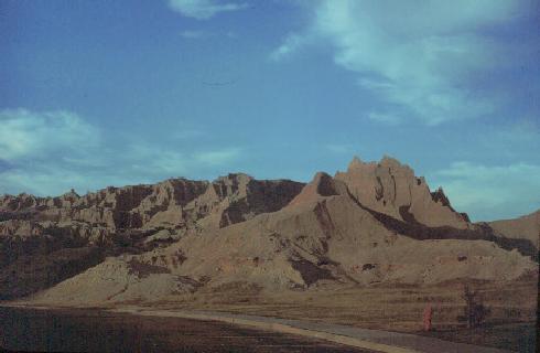 Badlands. Terraces on left, eroded terraces on right.